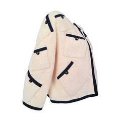 Rare Chanel Terry Cloth Cropped Jacket With Pockets