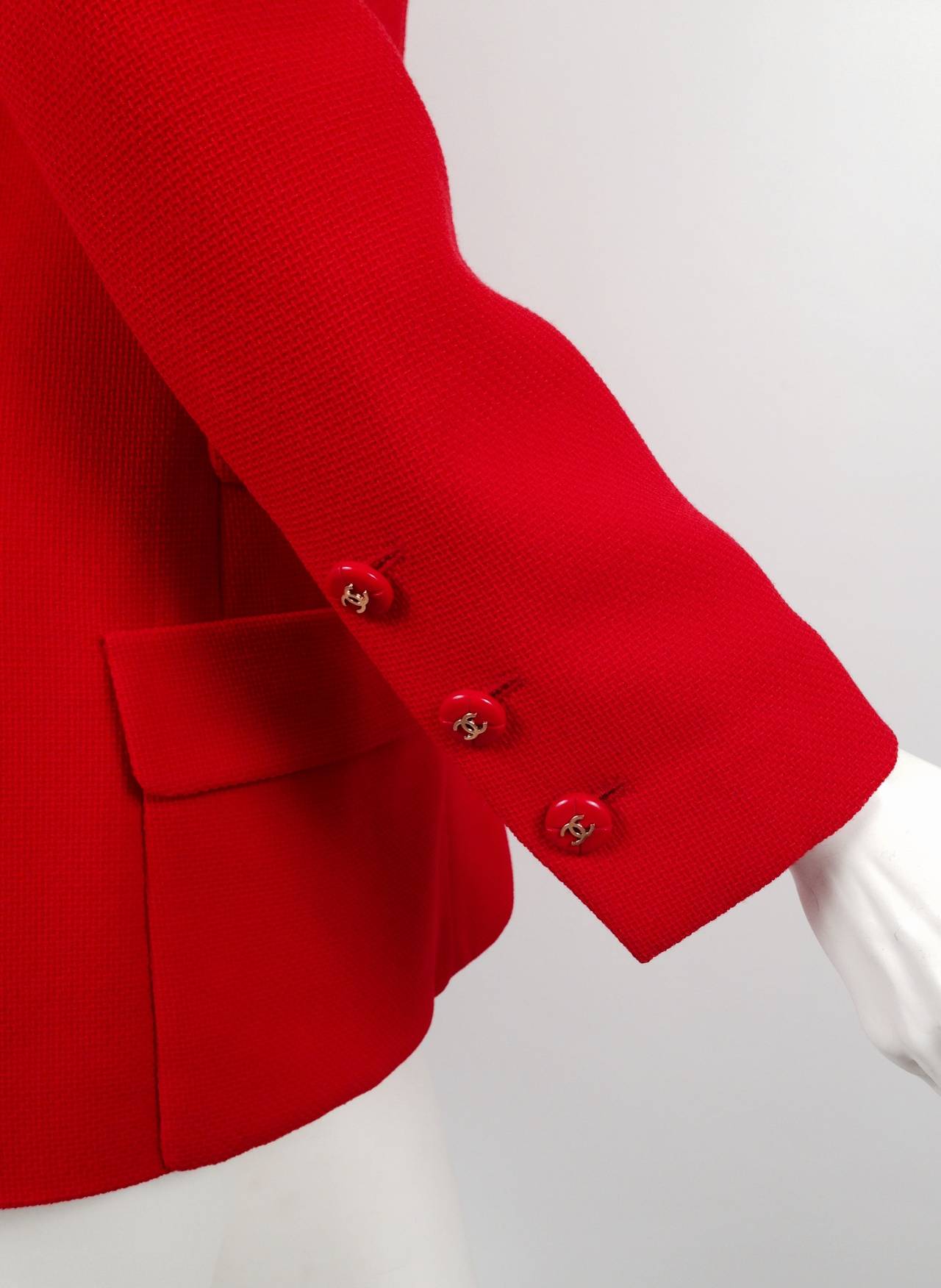 Chanel Red Pique Fabric Jacket 2