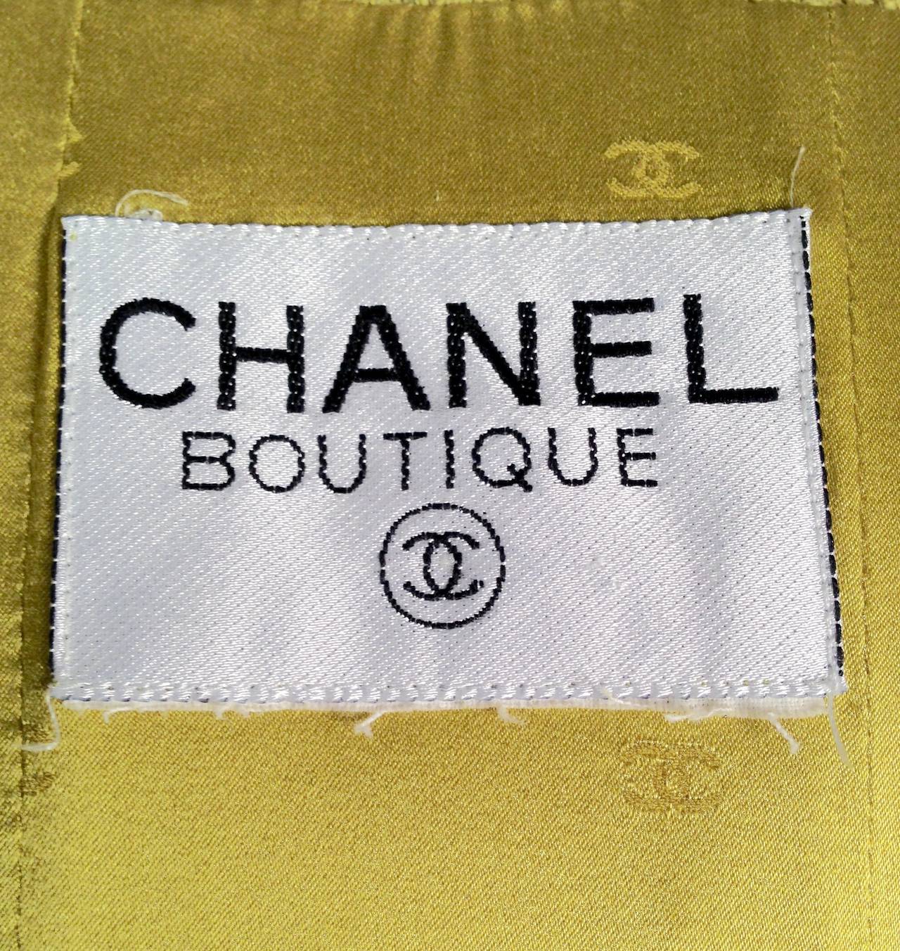Chanel Tea Green Boucle Knee Length Coat For Sale 2