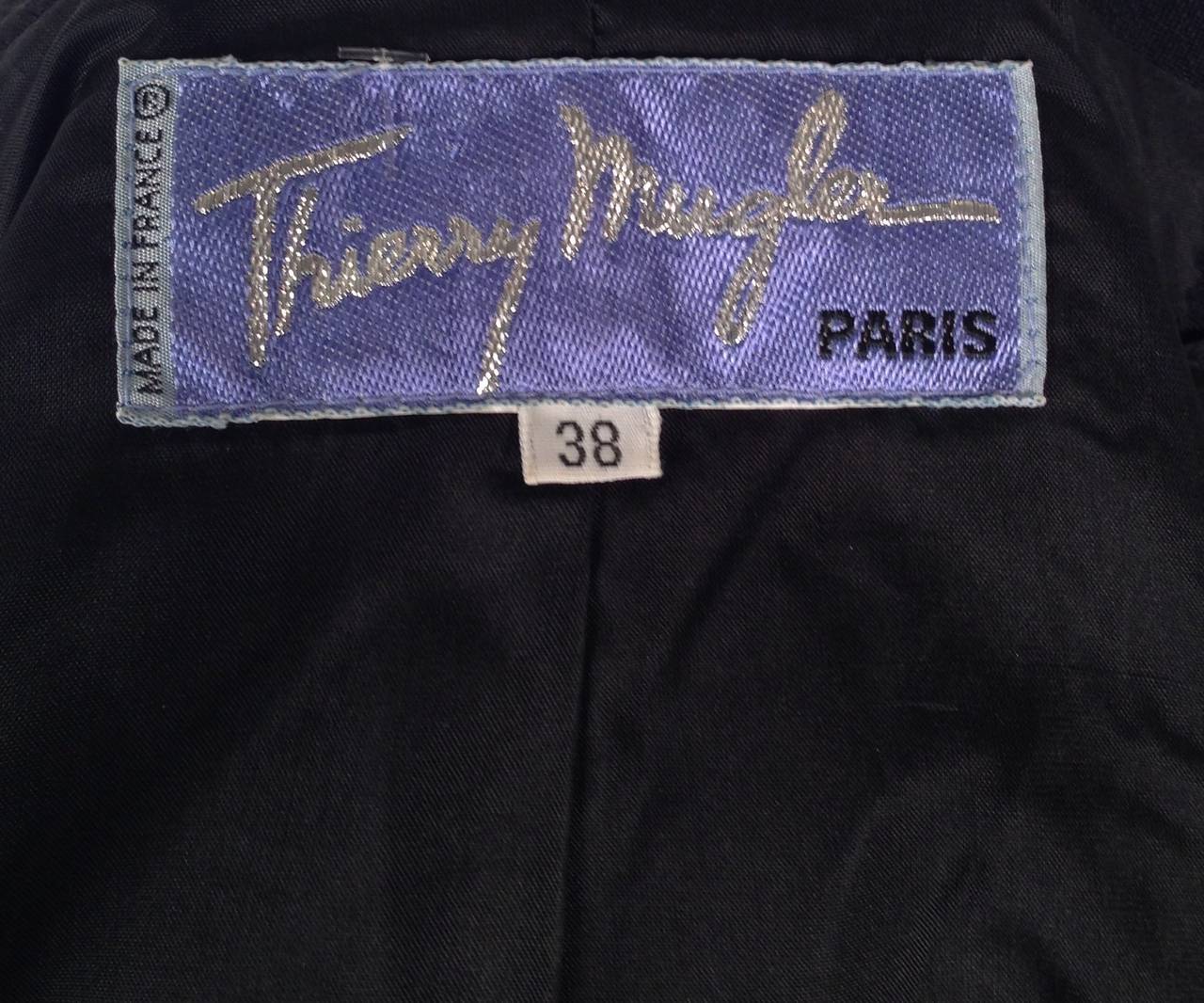 Vintage Thierry Mugler Black Suit With Corseted Jacket For Sale 4