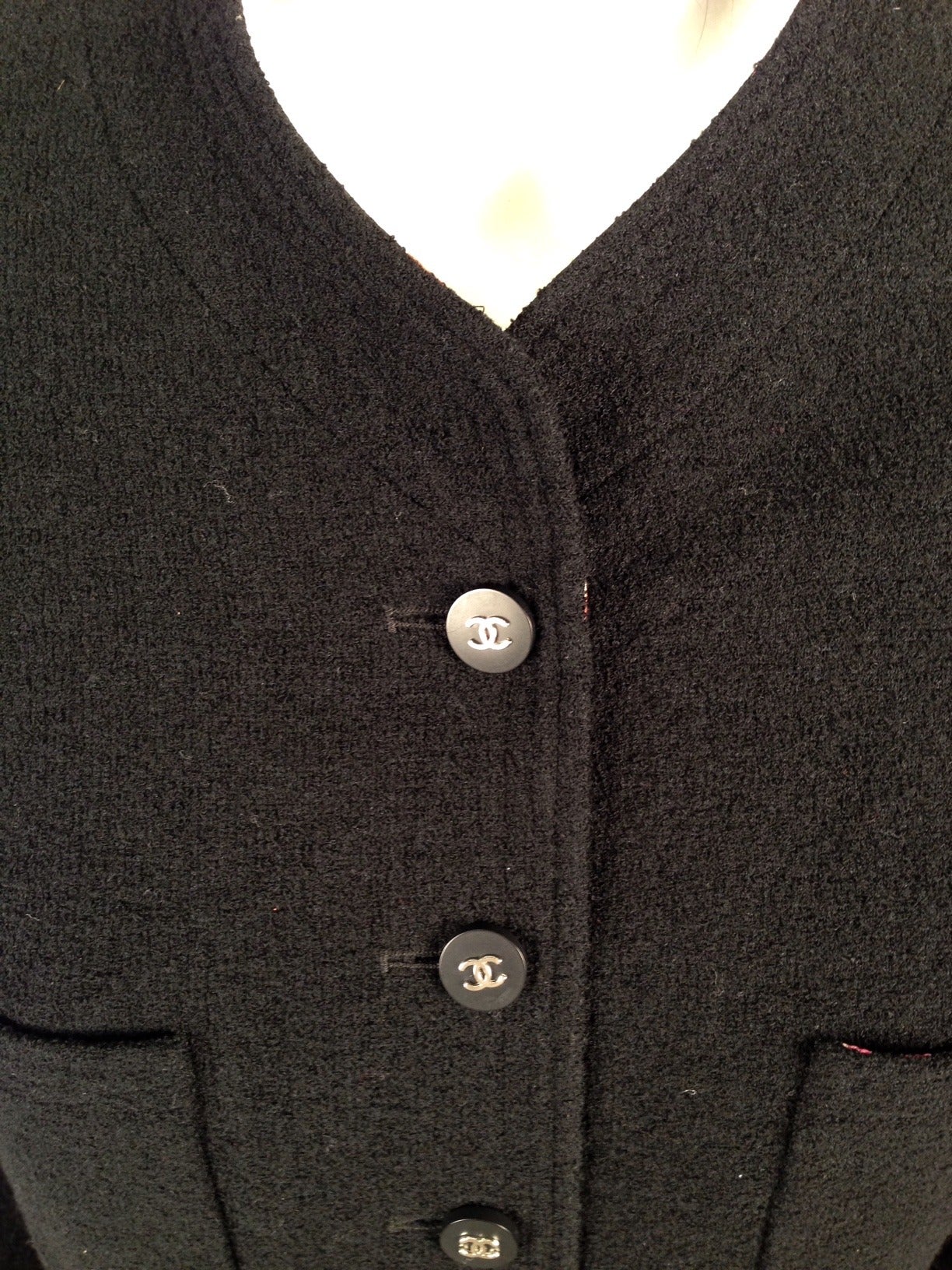 1990s Chanel Black Boucle Skirt Suit For Sale at 1stDibs