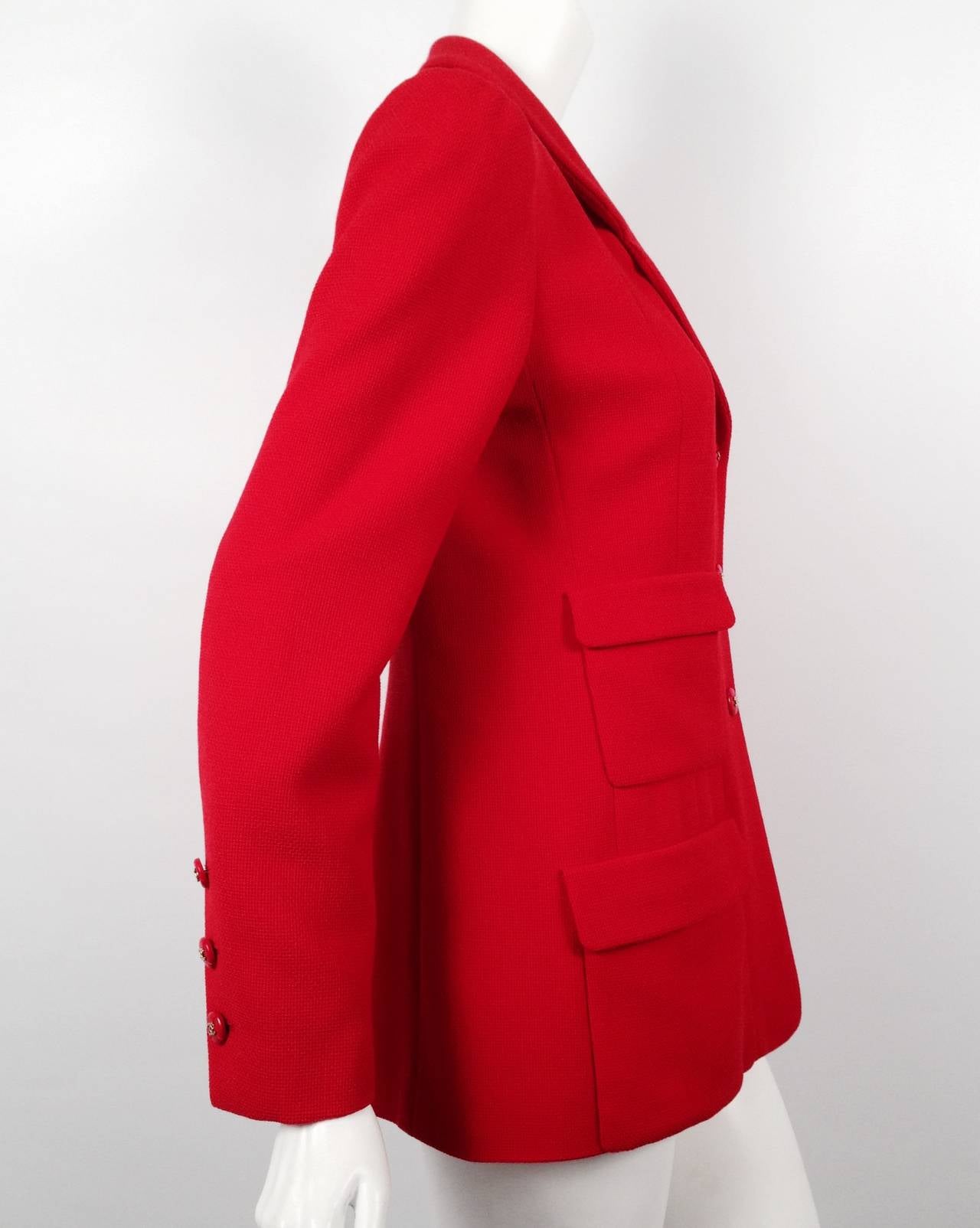 Chanel Red Pique Fabric Jacket 1