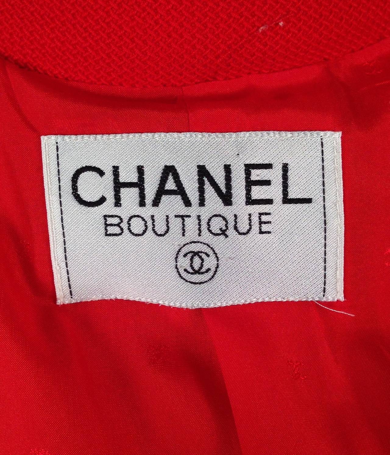 Chanel Red Pique Fabric Jacket 4