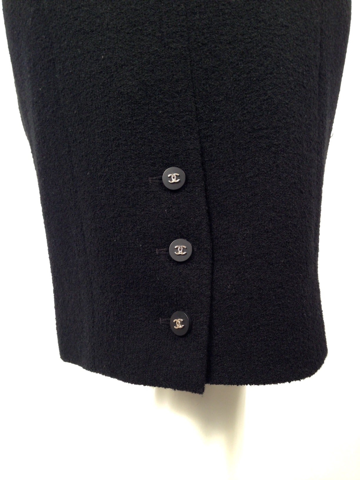 1990s Chanel Black Boucle Skirt Suit For Sale 1