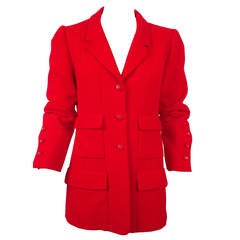 Chanel Red Pique Fabric Jacket