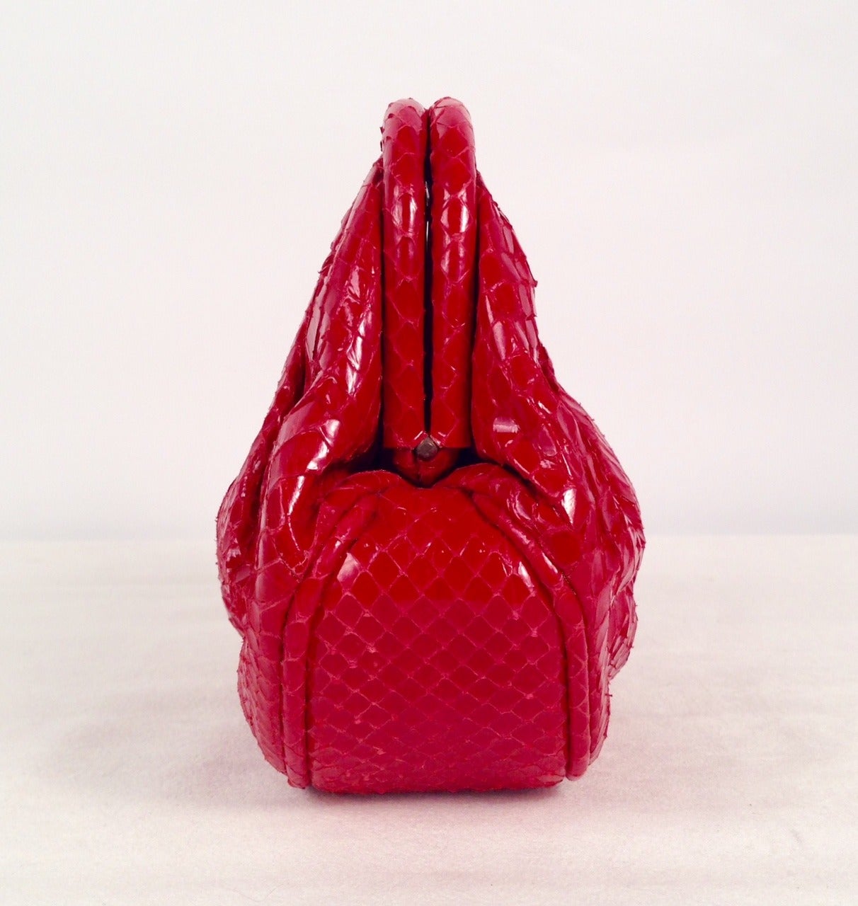 Women's Vintage Chanel Red Python Clutch For Sale