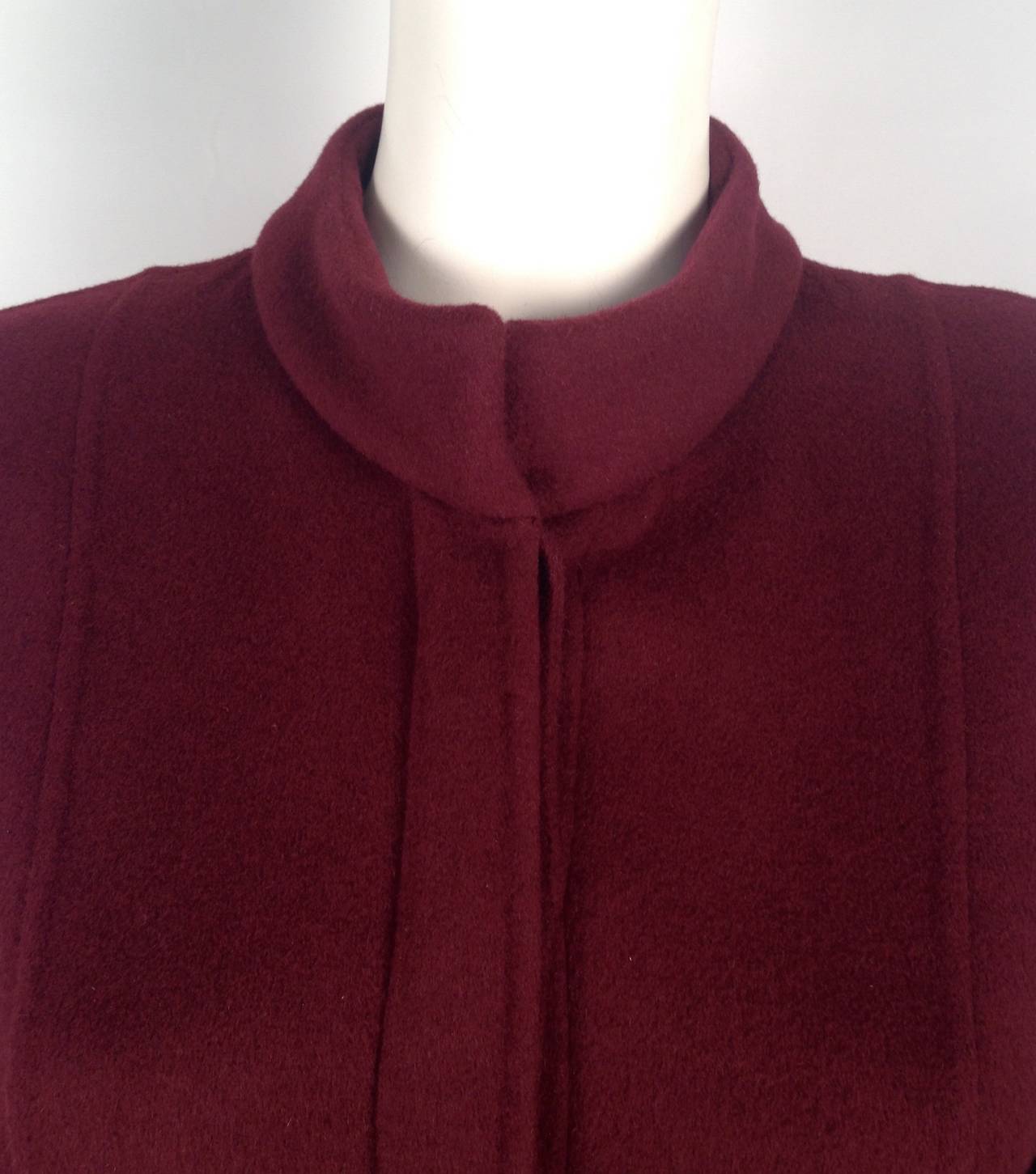 Valentino Burgundy Wool and Cashgora Coat With Godet Inserts For Sale 1