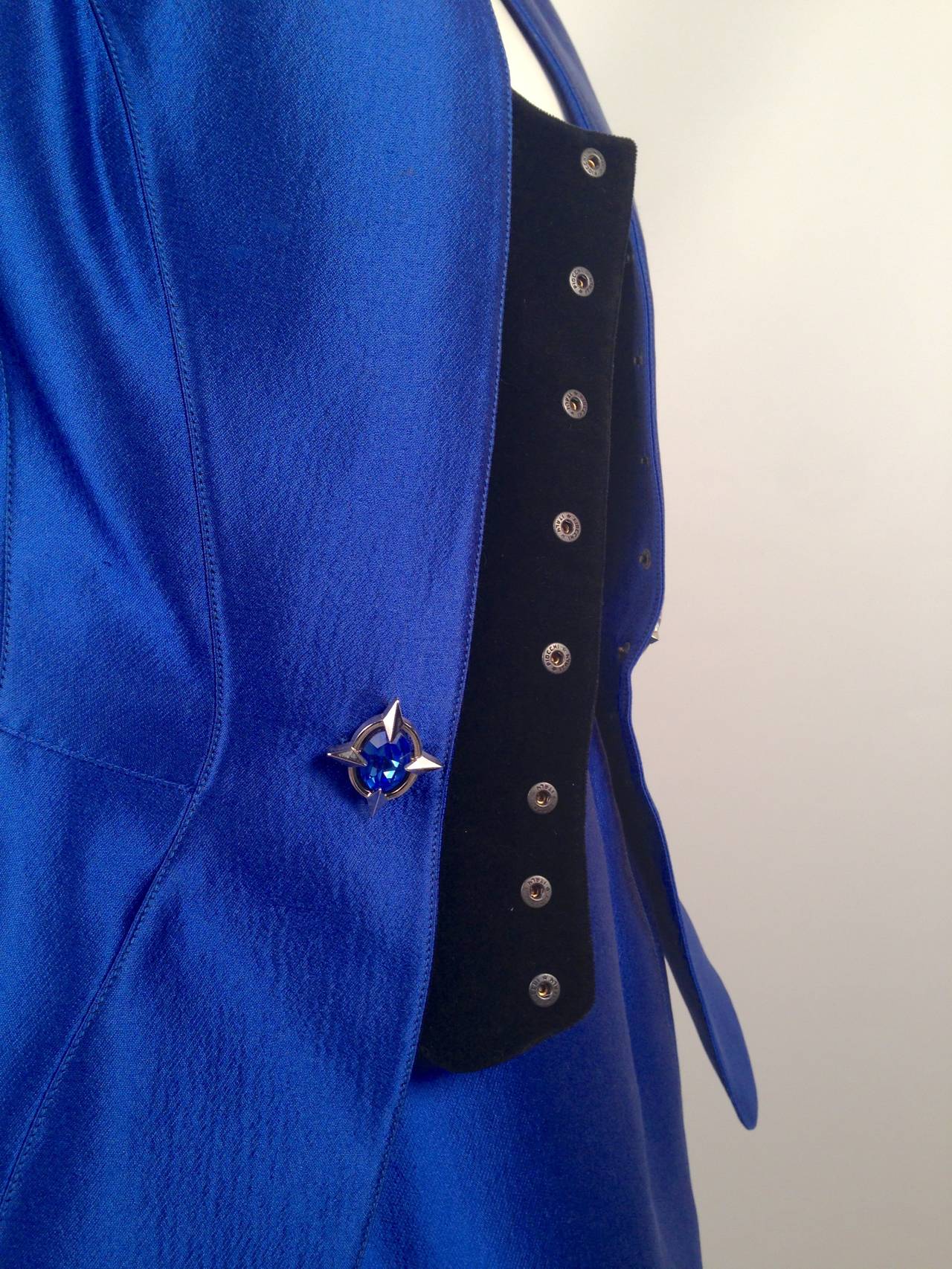 Vintage Thierry Mugler Electric Blue Skirt Suit For Sale 2