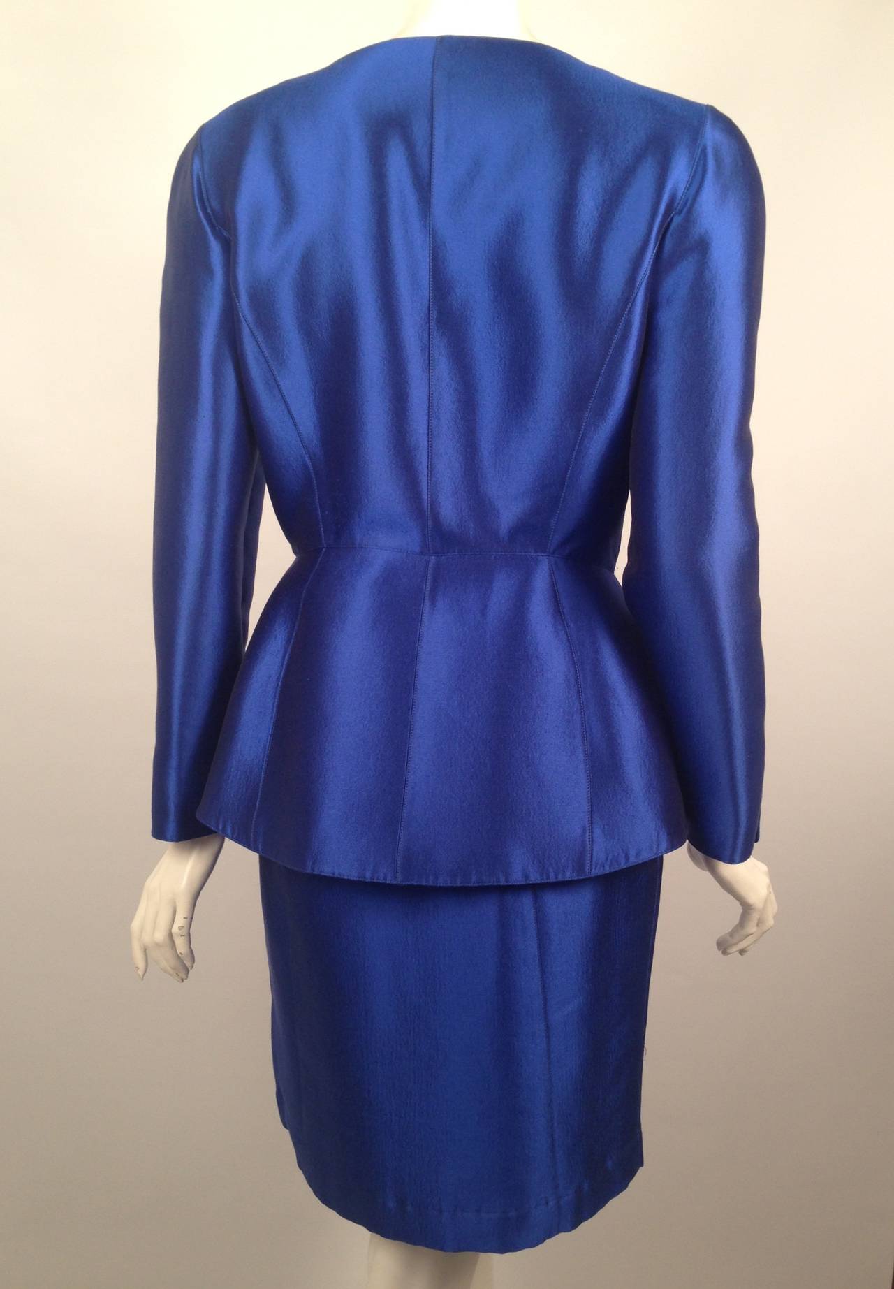 Women's Vintage Thierry Mugler Electric Blue Skirt Suit For Sale