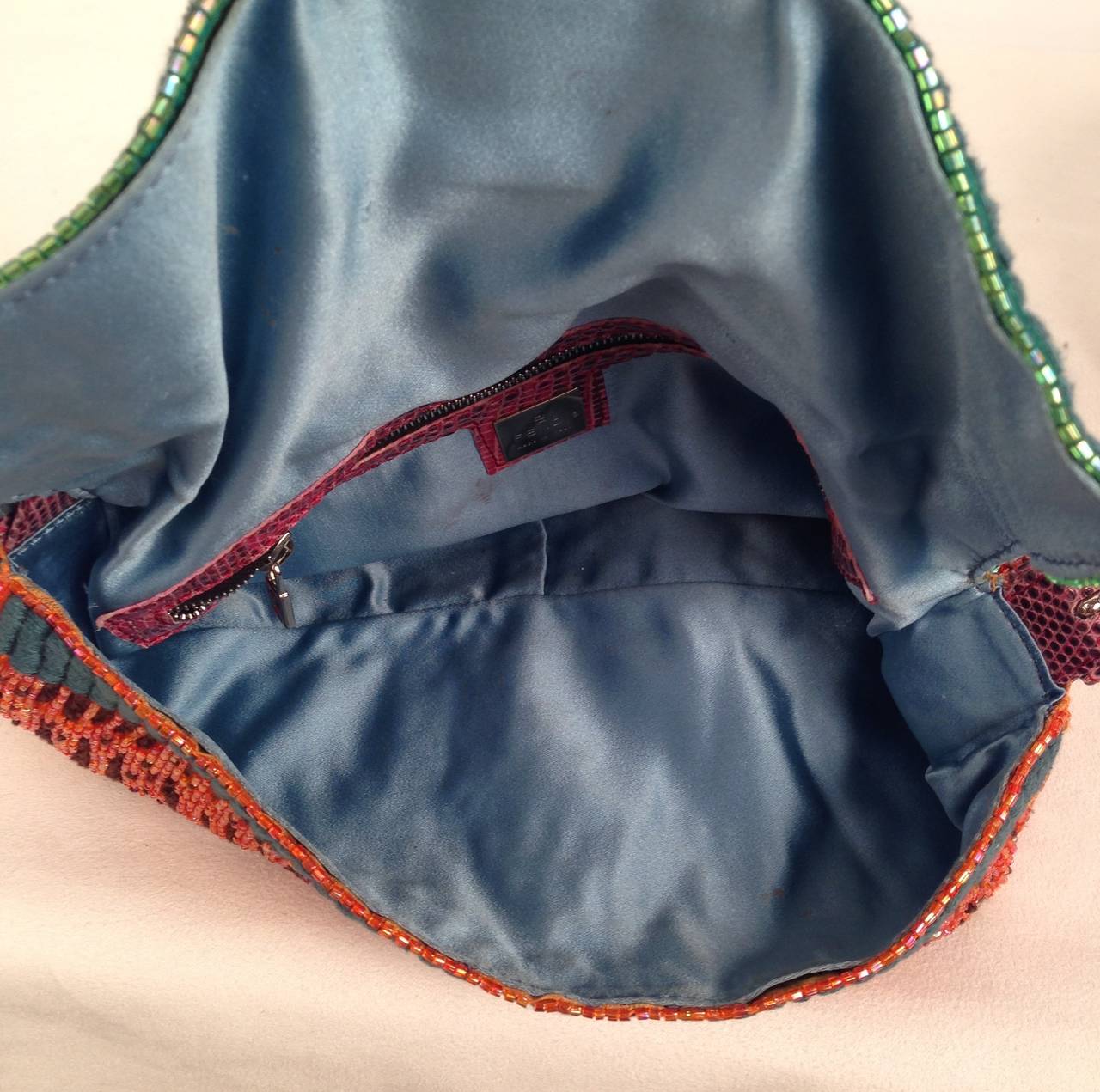 Fendi Mixed-Media Beaded Baguette Bag For Sale 2