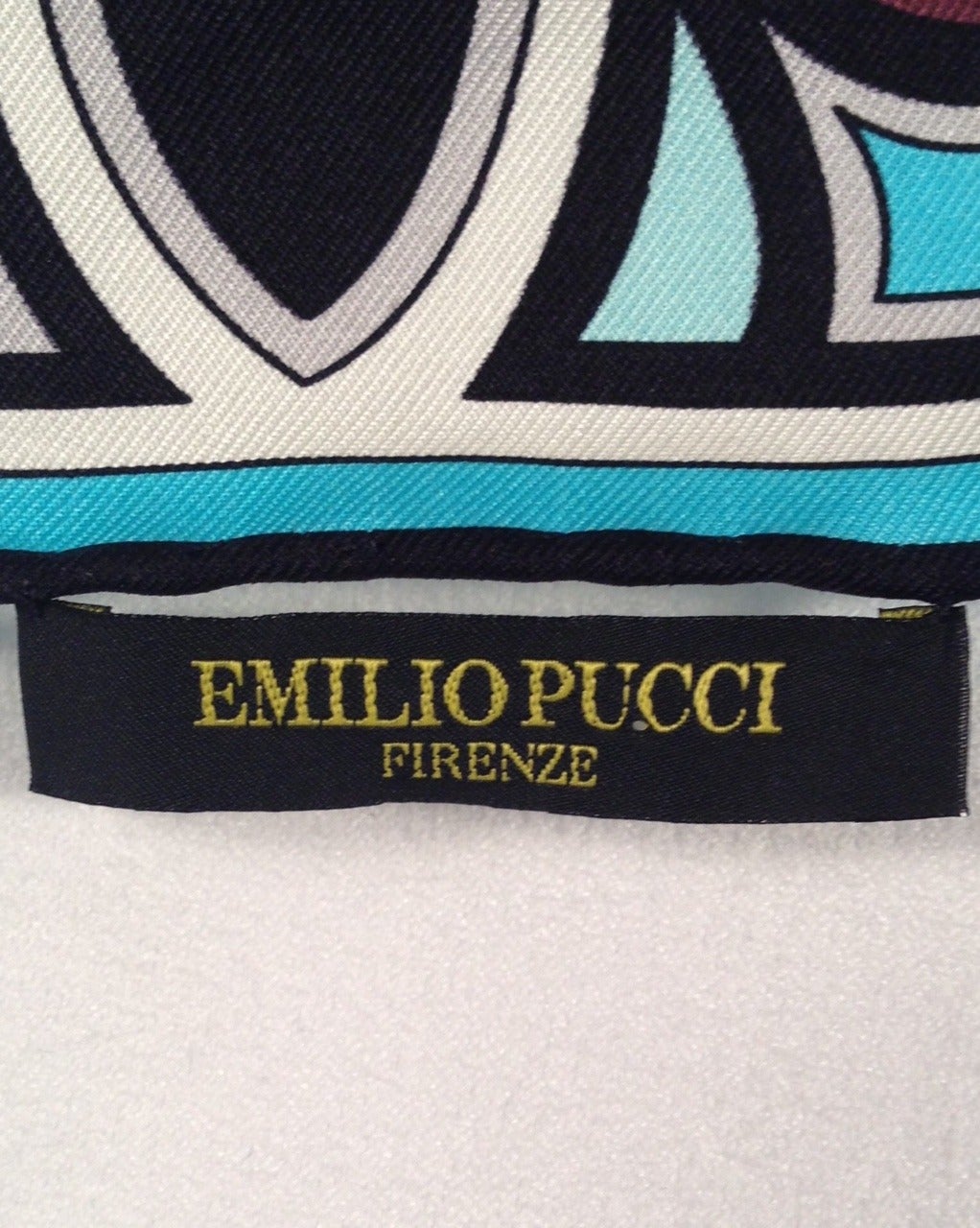 Emilio Pucci 100% Silk Twill Deco Print Scarf For Sale 1