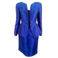 Vintage Thierry Mugler Electric Blue Skirt Suit