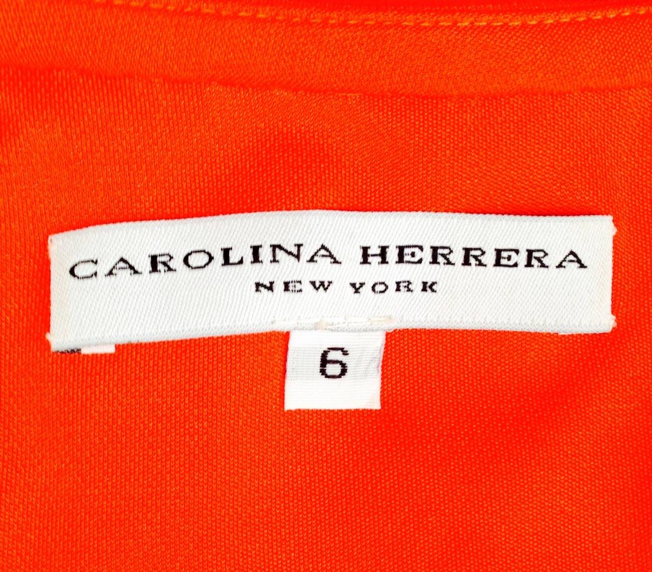 Red Carolina Herrera Mandarin Orange Silk Draped Evening Dress