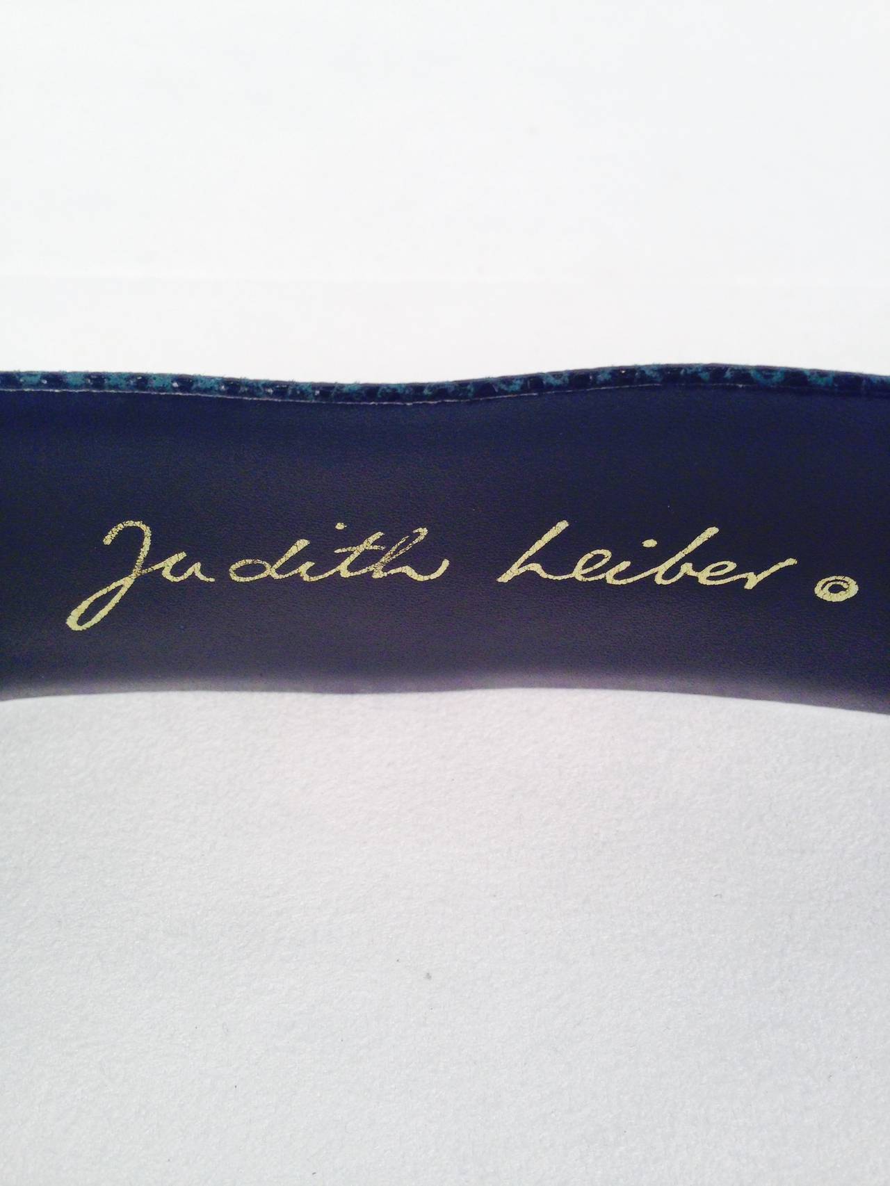 Vintage Judith Leiber Black Lizard Belt with Gold Tone Art Deco Bucle In Excellent Condition In Palm Beach, FL