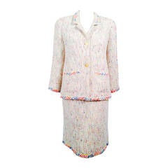Chanel Spring 1999 White Skirt Suit With "Paint Spatter" Trim 5
