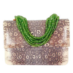 Darby Scott Lizard Evening Bag With Peridot Strands