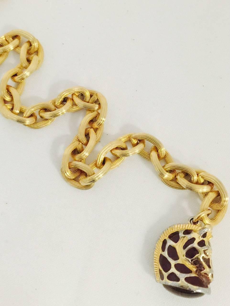 Women's Vintage Judith Leiber Gold Tone Chain Belt With Bejeweled Exotic Animal Charms For Sale