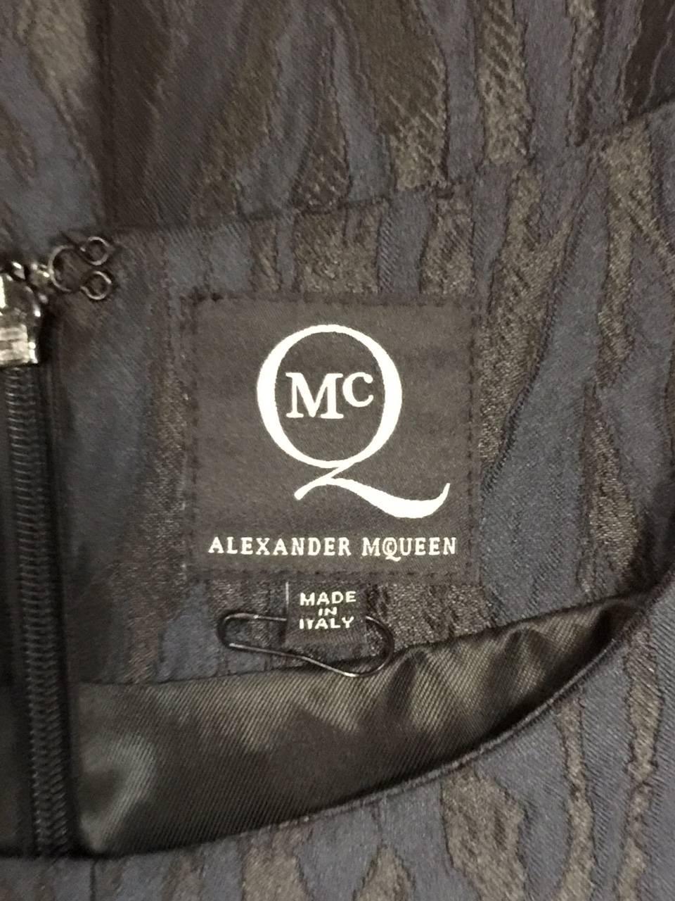 Alexander McQueen Black and Blue Brocade Blouse With Peplum Sz 46 1