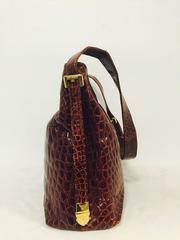 Giorgio's of Palm Beach Cognac Alligator Shoulder Bag With Gold Tone Hardware
