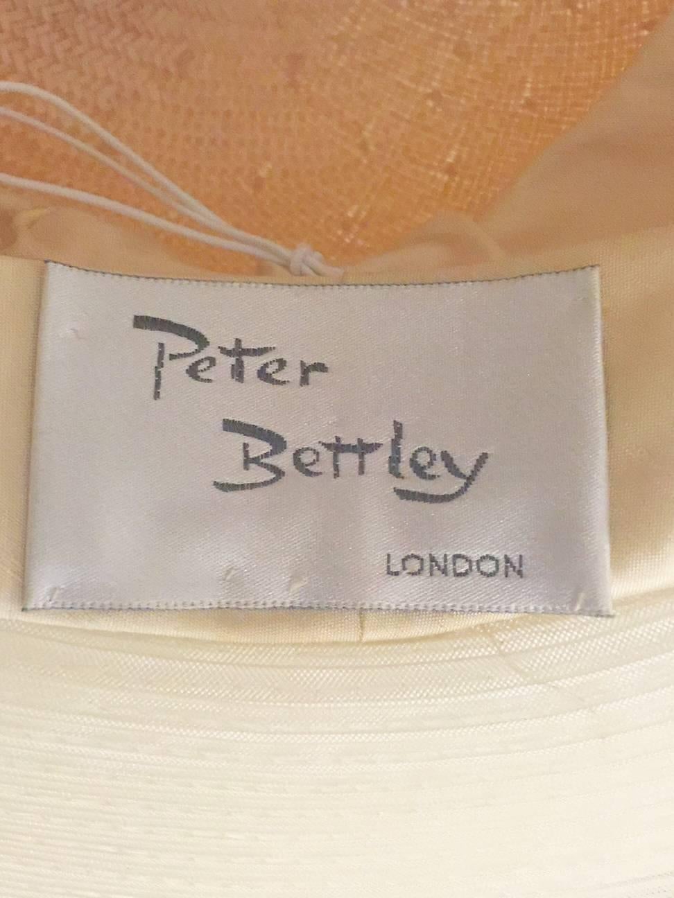 Peter Bettley London Wide Brimmed Hat w. Straw Crown & Flower With Feathers  1