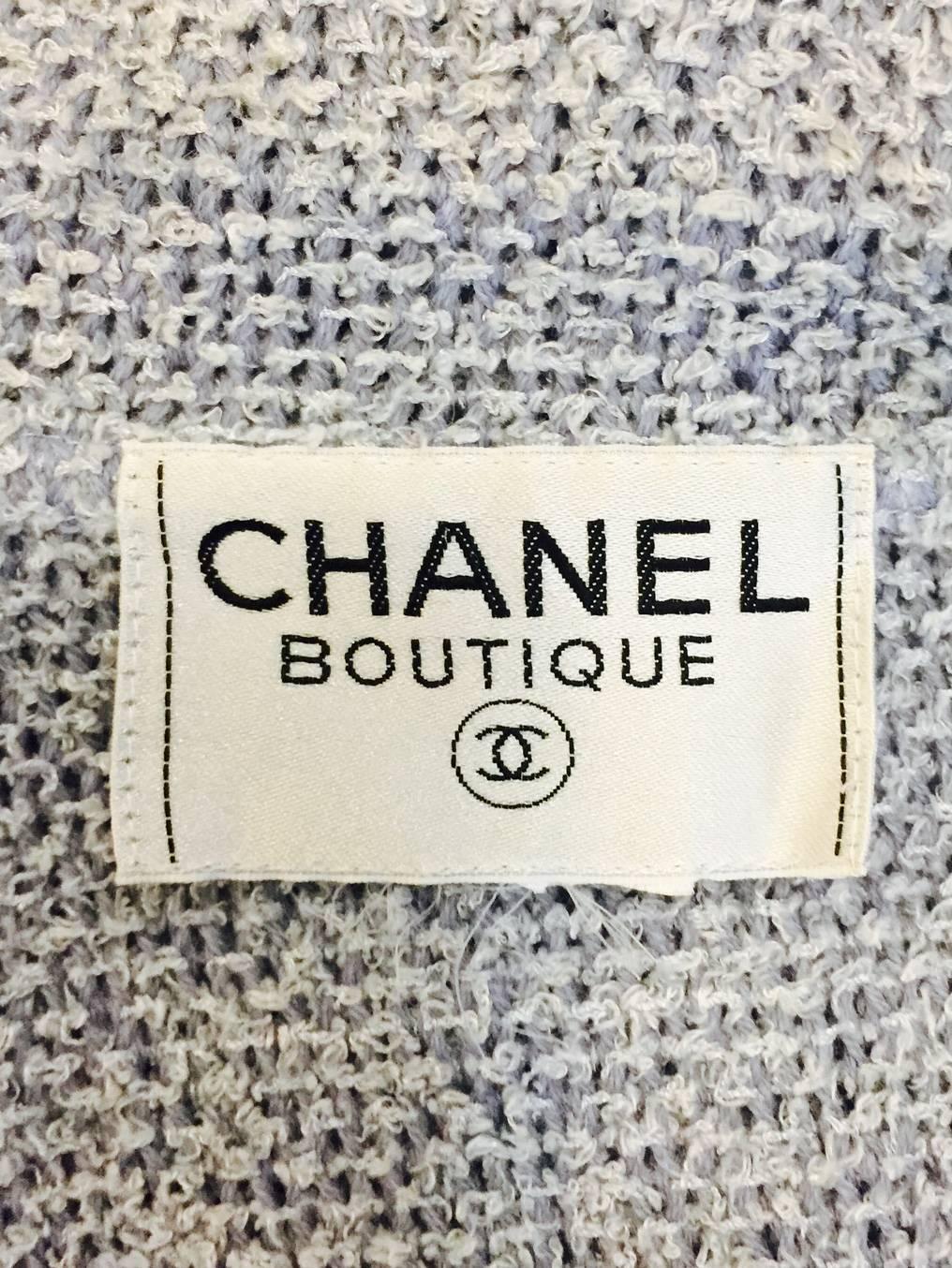 Women's Chanel Boutique Powder Blue Cotton Belted Cardigan