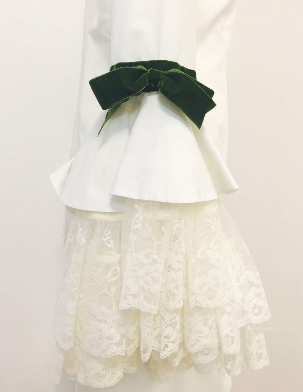 Divine Dolce & Gabanna Brocade Vest & White Blouse With Lace Bell Sleeves 2
