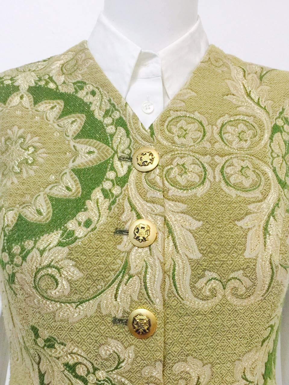 Divine Dolce & Gabanna Brocade Vest & White Blouse With Lace Bell Sleeves 1