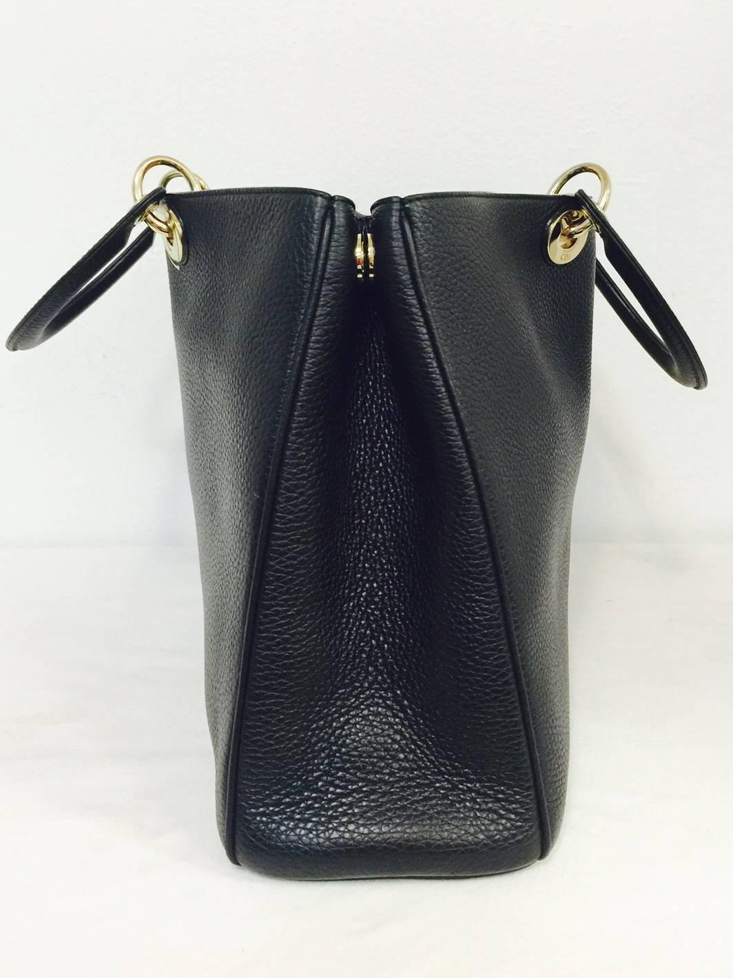 Christian Dior Large Lady Dior Diorissimo Tote in Black  Bullcalf Leather In Excellent Condition In Palm Beach, FL