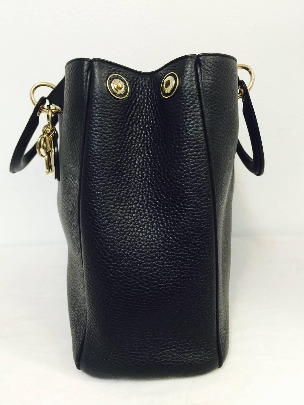 Christian Dior Große Lady Dior Diorissimo Tote aus schwarzem Bullcalf-Leder 2