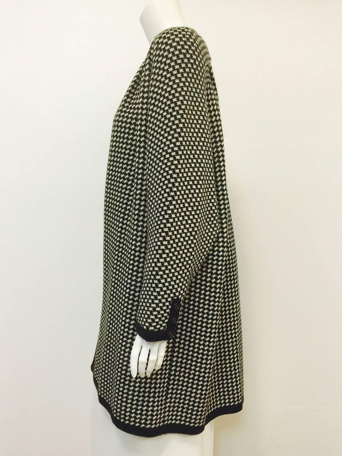 Black Valentino Miss V Wool Houndstooth Sweater Swing Coat 