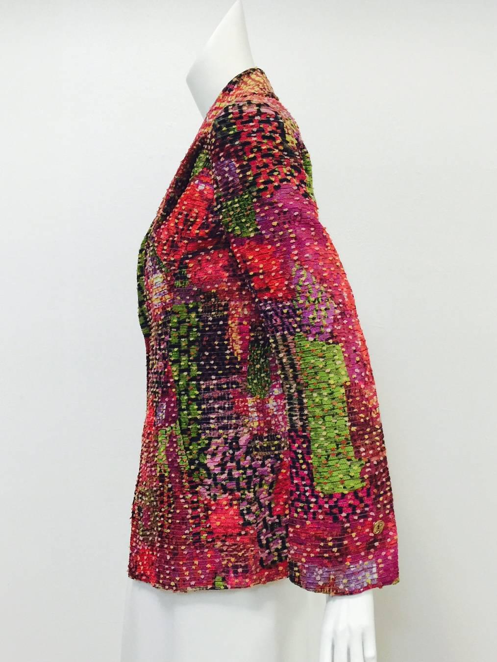 Bazar de Christian Lacroix Mehrfarbige strukturierte, taillierte Jacke mit Spitzenrevers im Zustand „Hervorragend“ in Palm Beach, FL