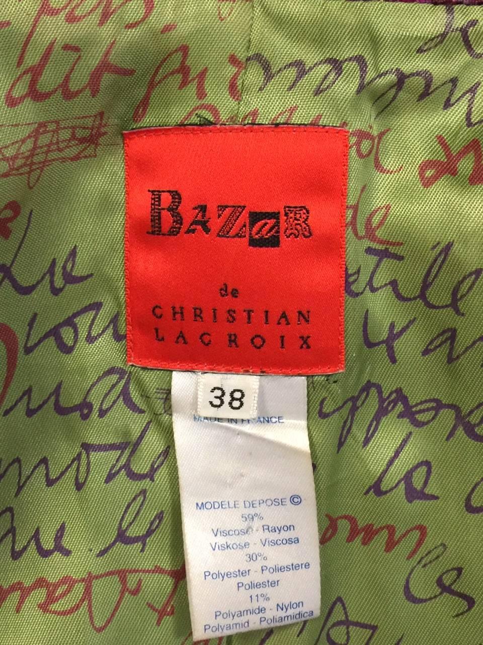 Bazar de Christian Lacroix Multi Color Textured Fitted Jacket With Peak Lapel In Excellent Condition In Palm Beach, FL