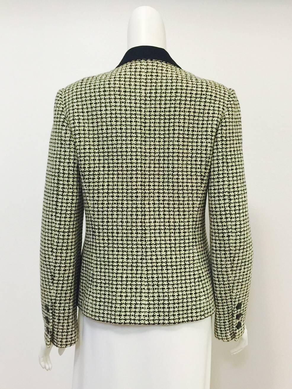 Brown Chanel Spring 2002 Houndstooth Cotton Tweed Jacket With Incorporated Vest For Sale