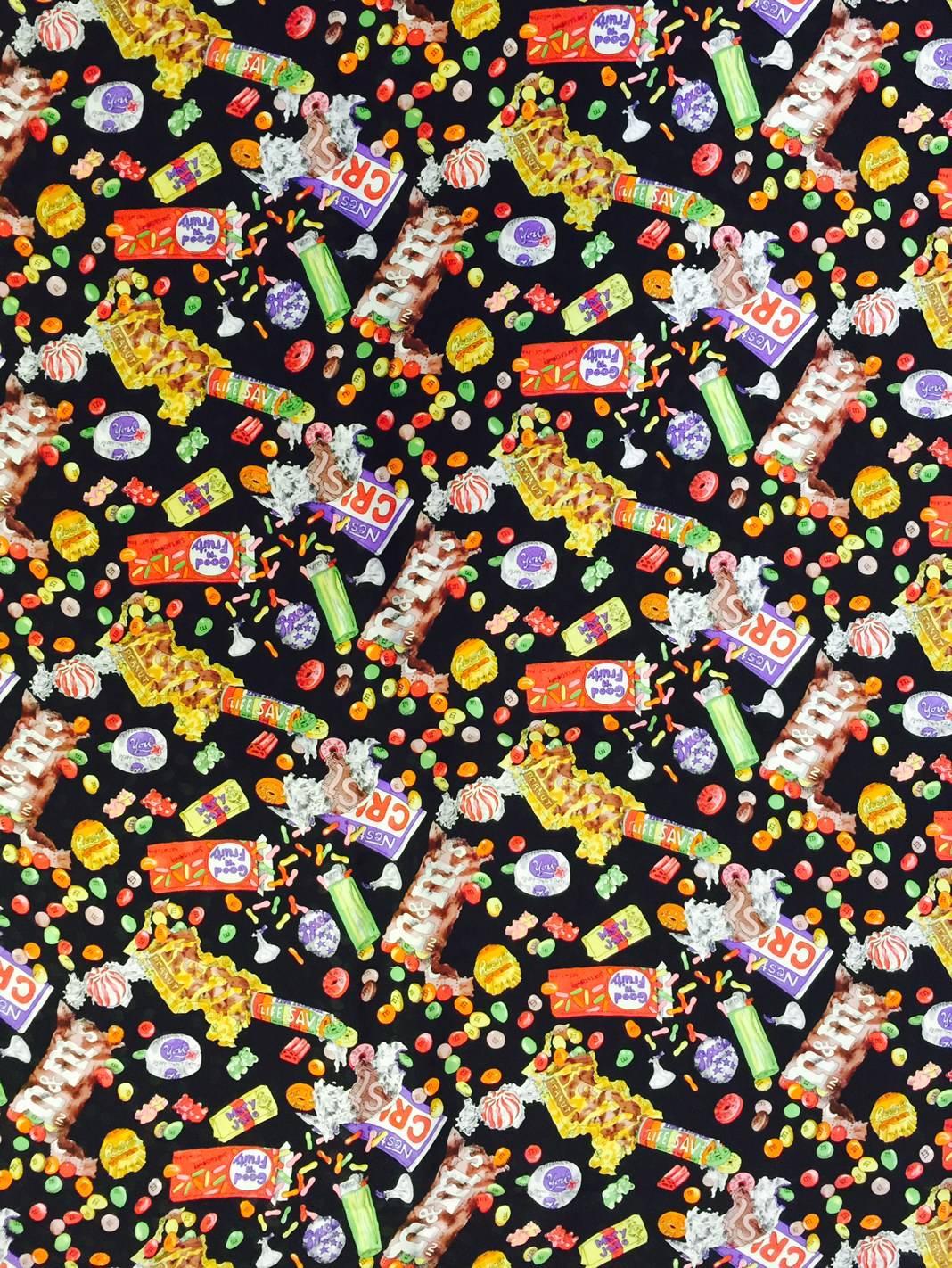 Whimsical Silk Jaquard Sweet Tooth Large Carre celebrates Nicole Miller's world renowned prints!  Undeniably 