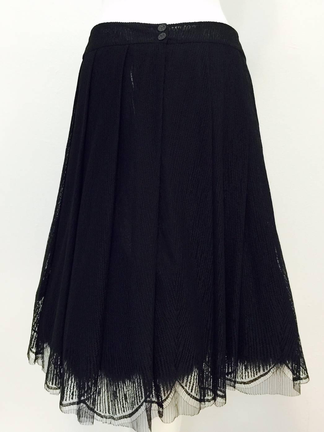 Black Chanel 2005 Spring Full Skirt With Maribou Trimmed Underskirt
