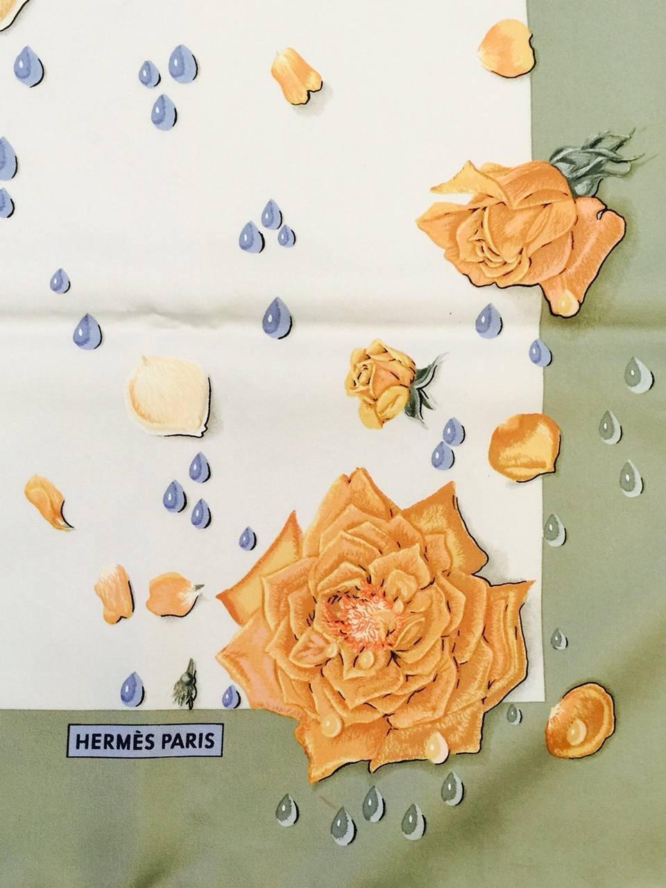 New Hermes La Rosee 100% Silk Twill Carre by Anne Gavarni at 1stdibs  