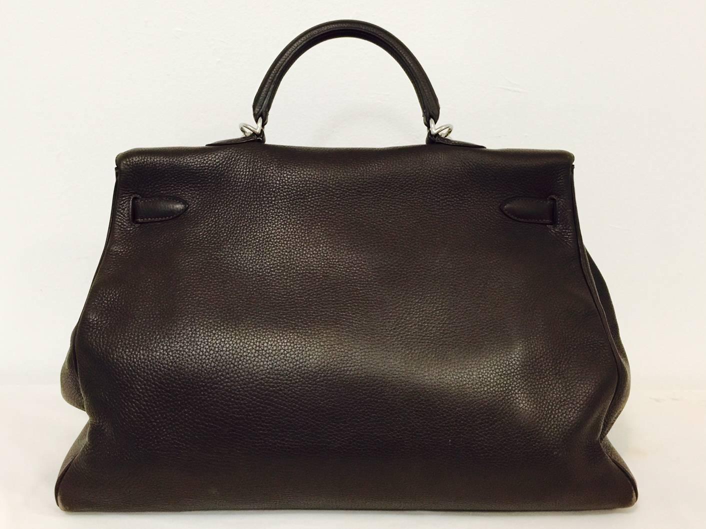 Hermes 2005 Braun Togo Kelly Voyage 50 PHW für Damen oder Herren