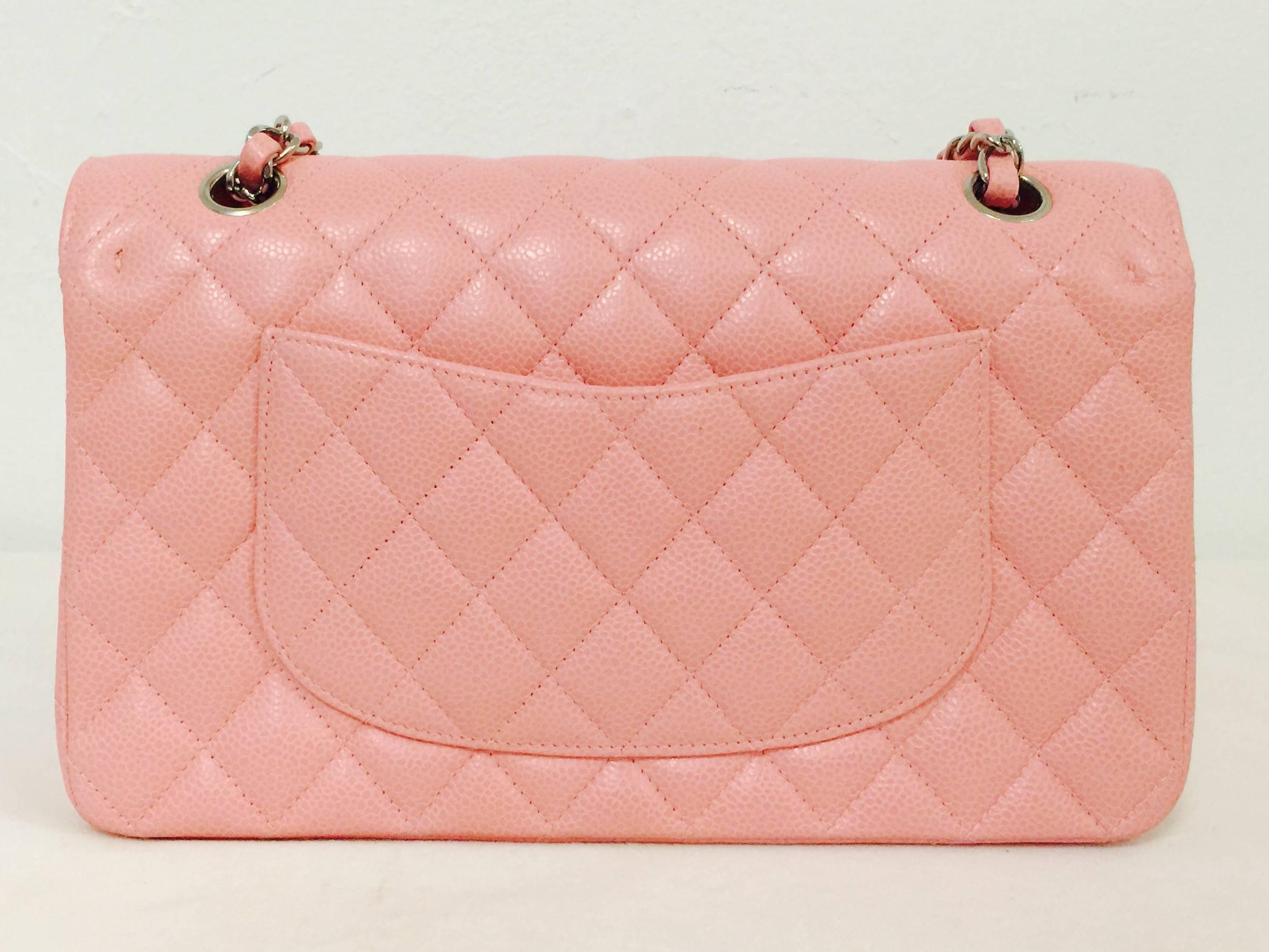 New Chanel Pink Diamond Quilted Caviar 2.55 Medium Serial 8924622 In New Condition In Palm Beach, FL