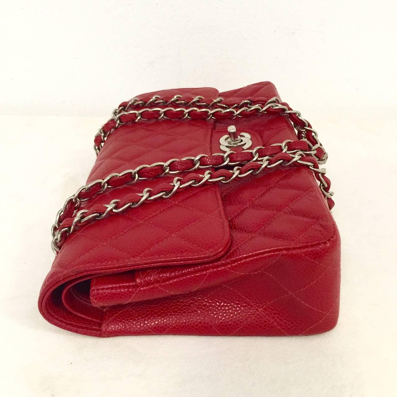  Chanel 1990s Red Diamond Quilted Caviar 2.55 Medium Serial 5946272 1