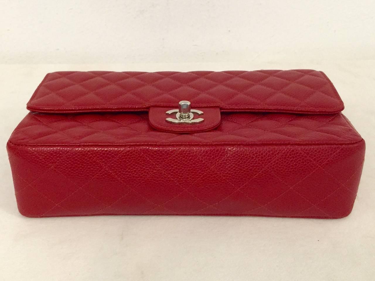 Women's  Chanel 1990s Red Diamond Quilted Caviar 2.55 Medium Serial 5946272