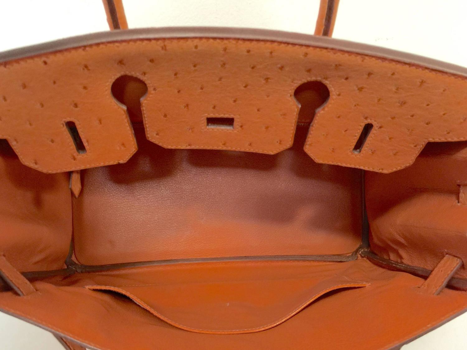 2002 Hermes Birkin 30 Feu Orange Ostrich GHW W Bonus Orange Tassel ...