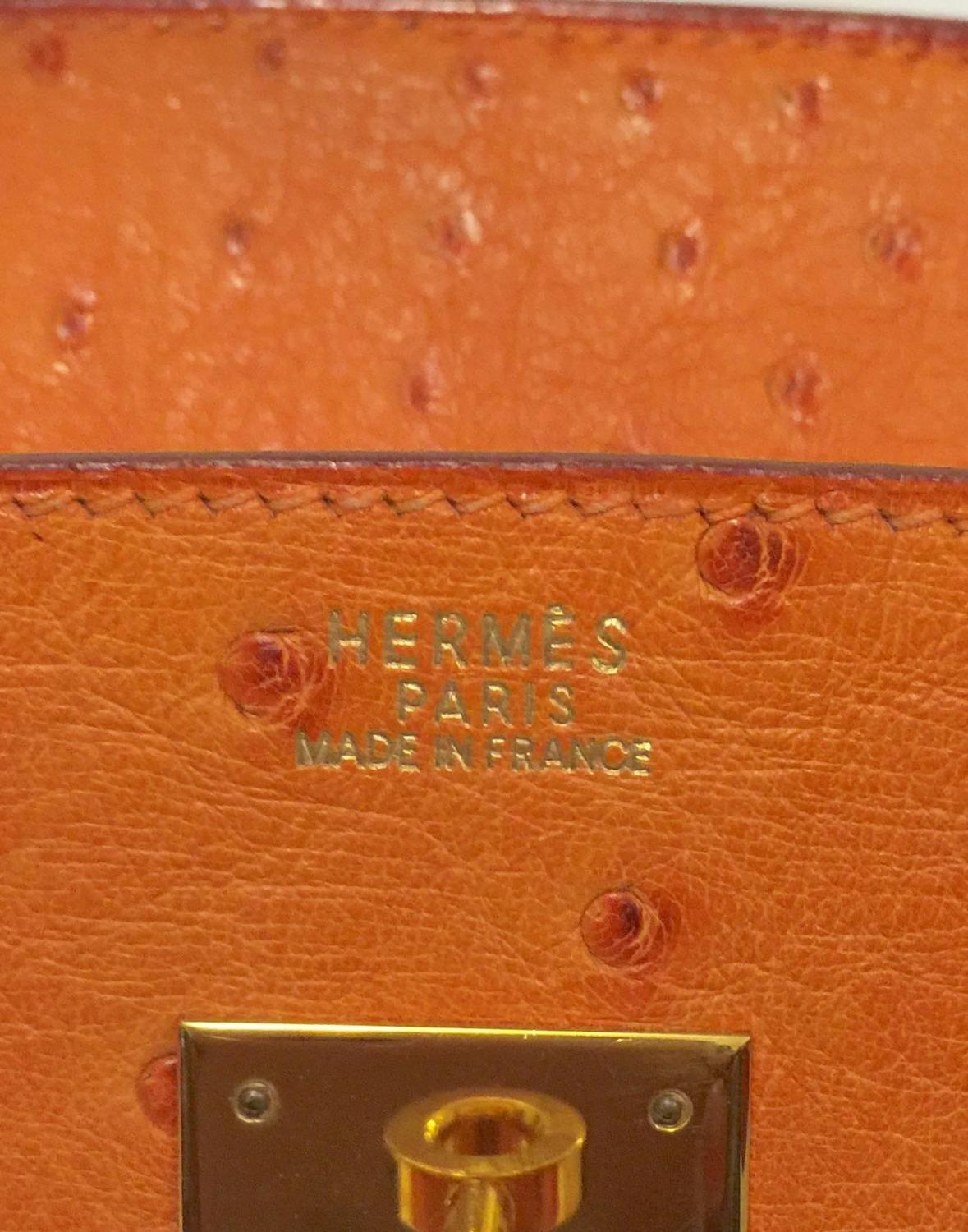 2002 Hermes Birkin 30 Feu Orange Ostrich GHW W Bonus Orange Tassel ...