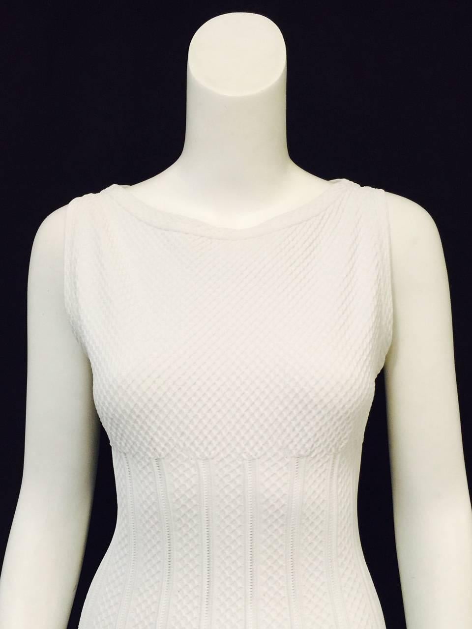 Gray Iconic Azzedine Alaia White Sleeveless Stretch Dress  For Sale