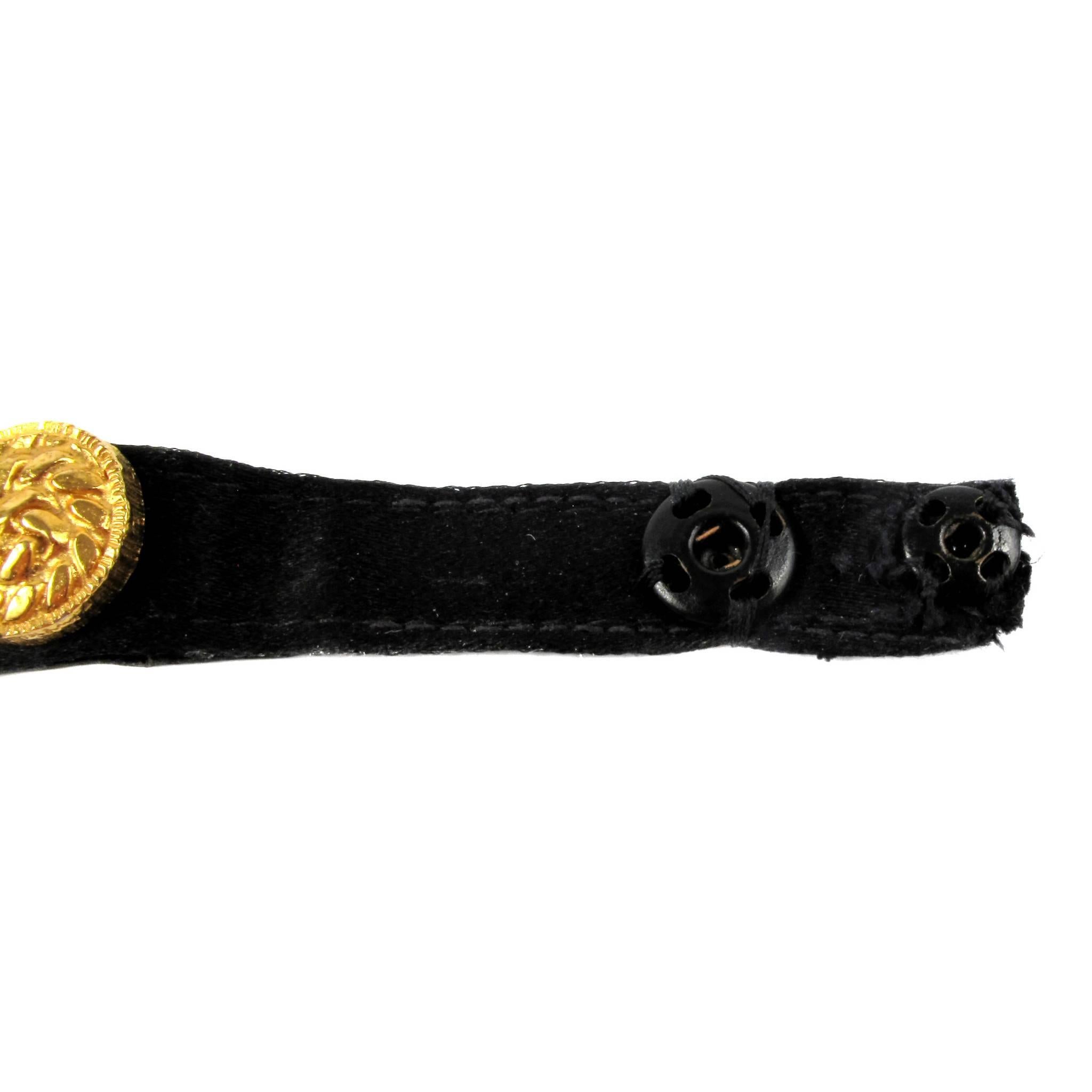 Vintage Rare Chanel Black Velvet & Leather Choker With Gold Tone Medallions 1