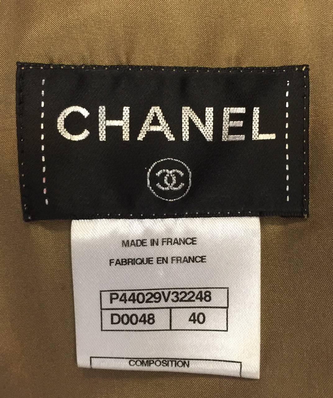 Chanel Antique Gold Metal & Silk Cocktail Dress With Faux Pearls and Crystals For Sale 5