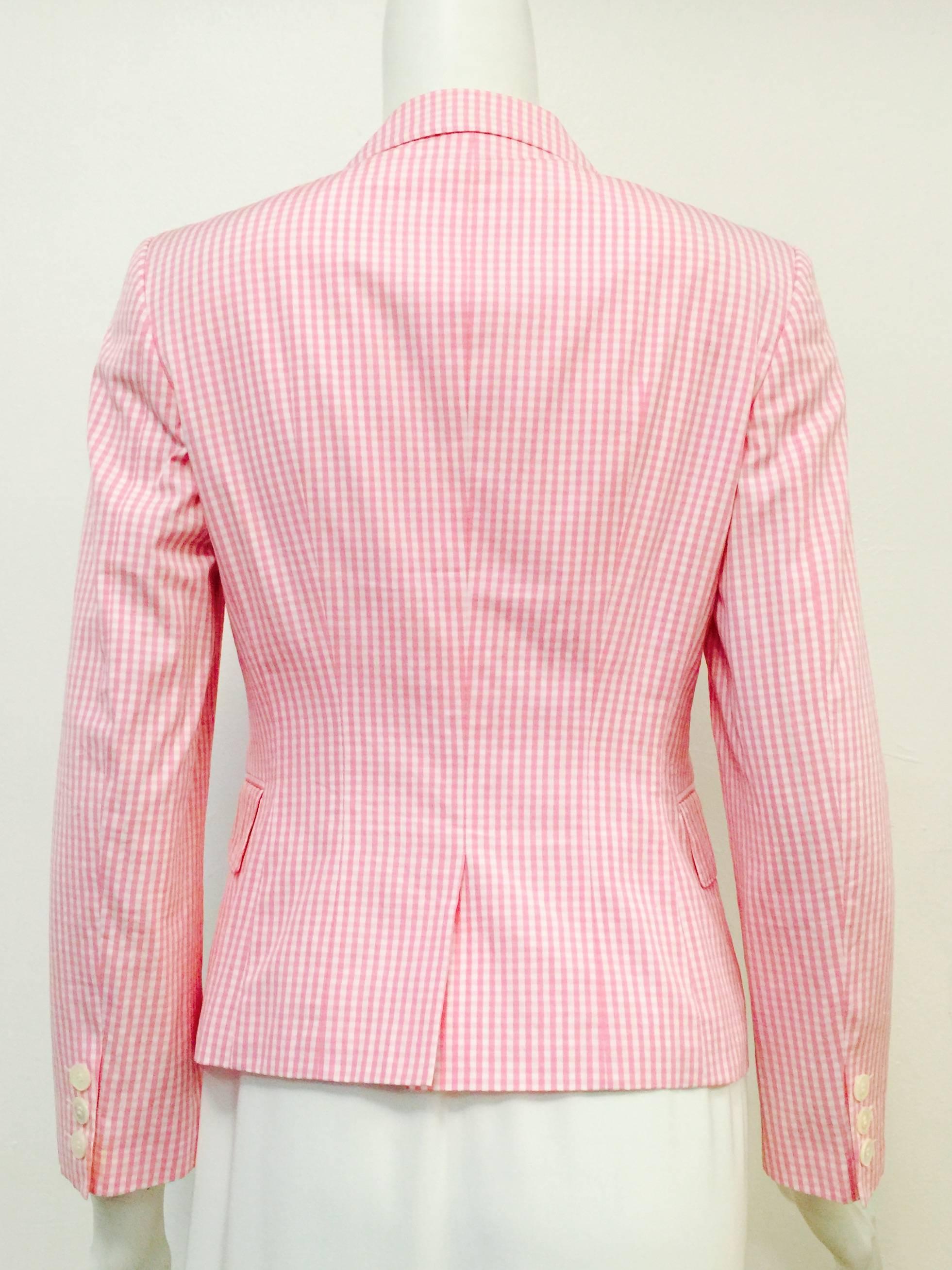 Comme des Garcons by Junya Watanabe Pink and White Gingham Blazer In Excellent Condition In Palm Beach, FL