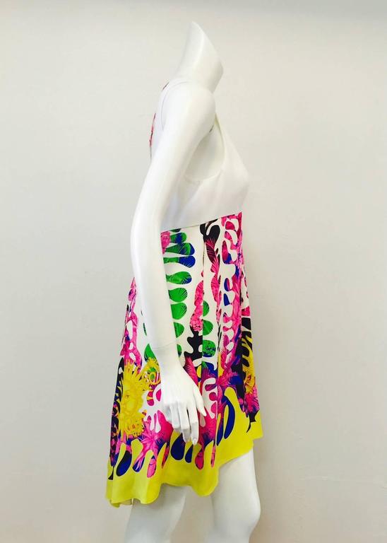 Versace Sleeveless V-Neck Empire Waist Silk Dress With Print Skirt For ...