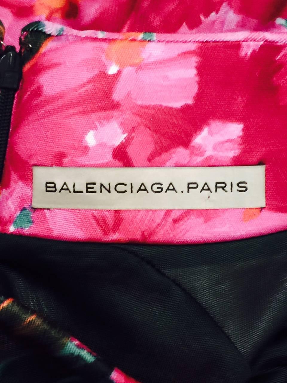 Bold Balenciaga Bouquet Cap Sleeve Sheath Dress With Stand Up Collar  1