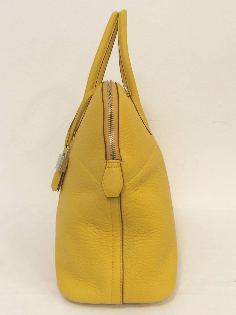 Women's 2009 Hermes Bolide 35 Yellow Clemence PHW Excellent Condition