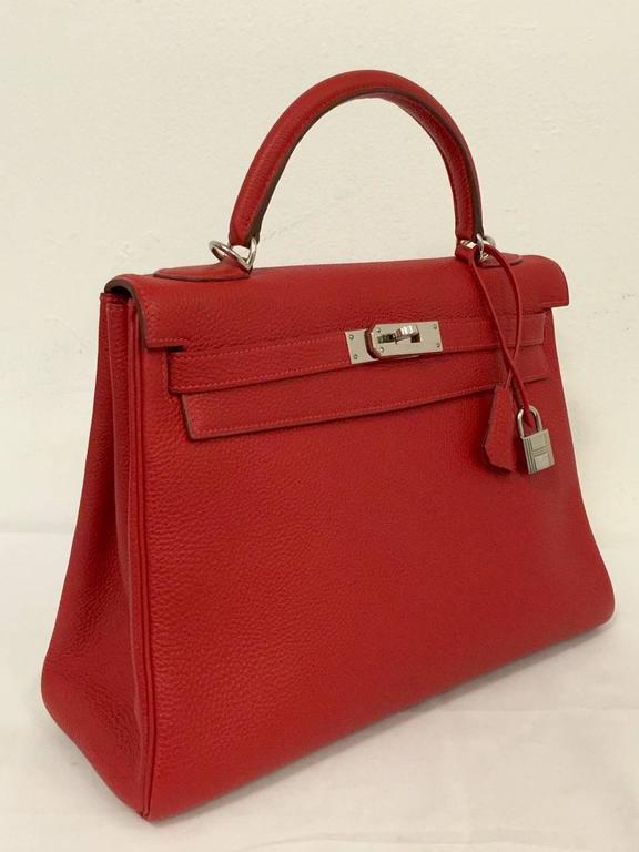 2004 Hermes Kelly 32 Vermillion Togo PHW Excellent Condition at 1stdibs